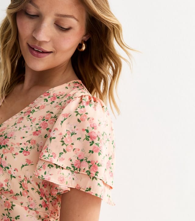 New Look Women's Pink Rose Print Tiered Ruffle Midi Dress New Look - 3