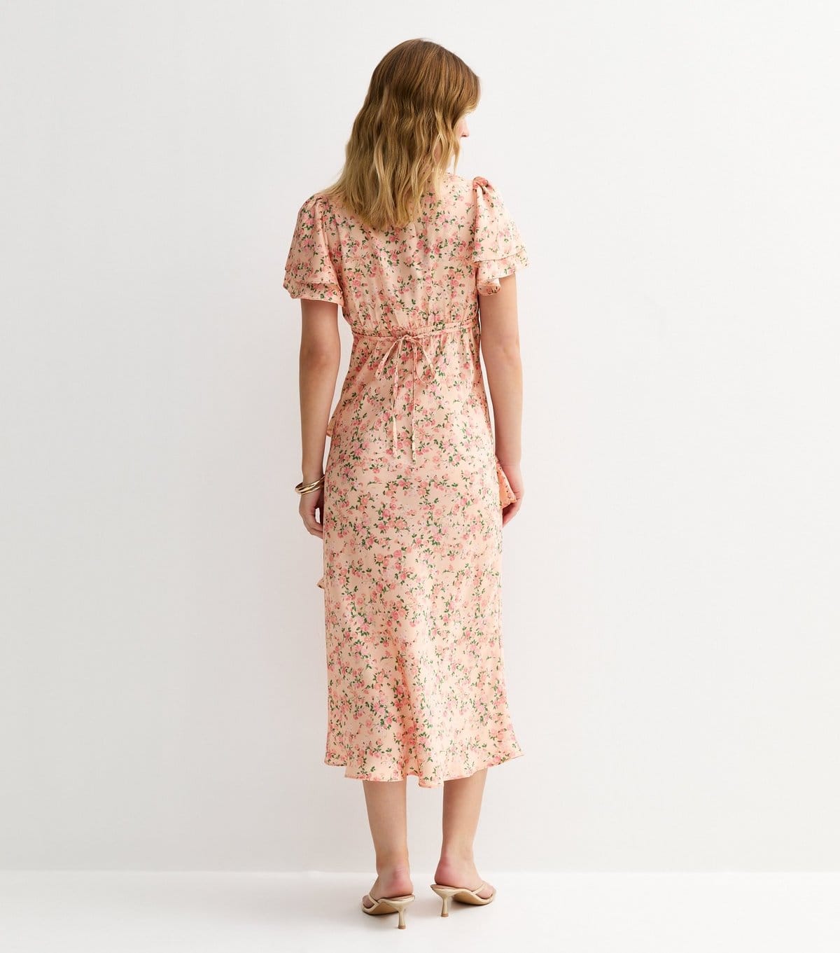 New Look Women's Pink Rose Print Tiered Ruffle Midi Dress New Look - 4