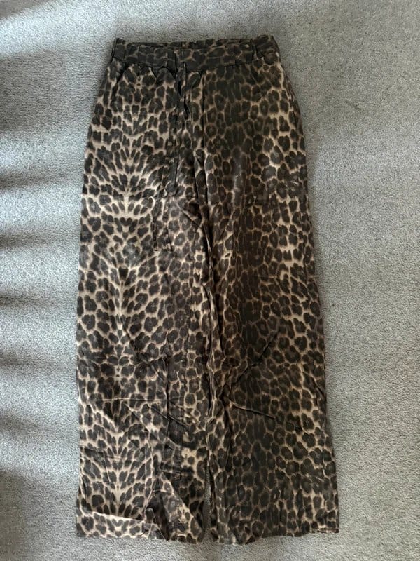 ASOS Leopard Print Wide Leg Trousers Size XS
