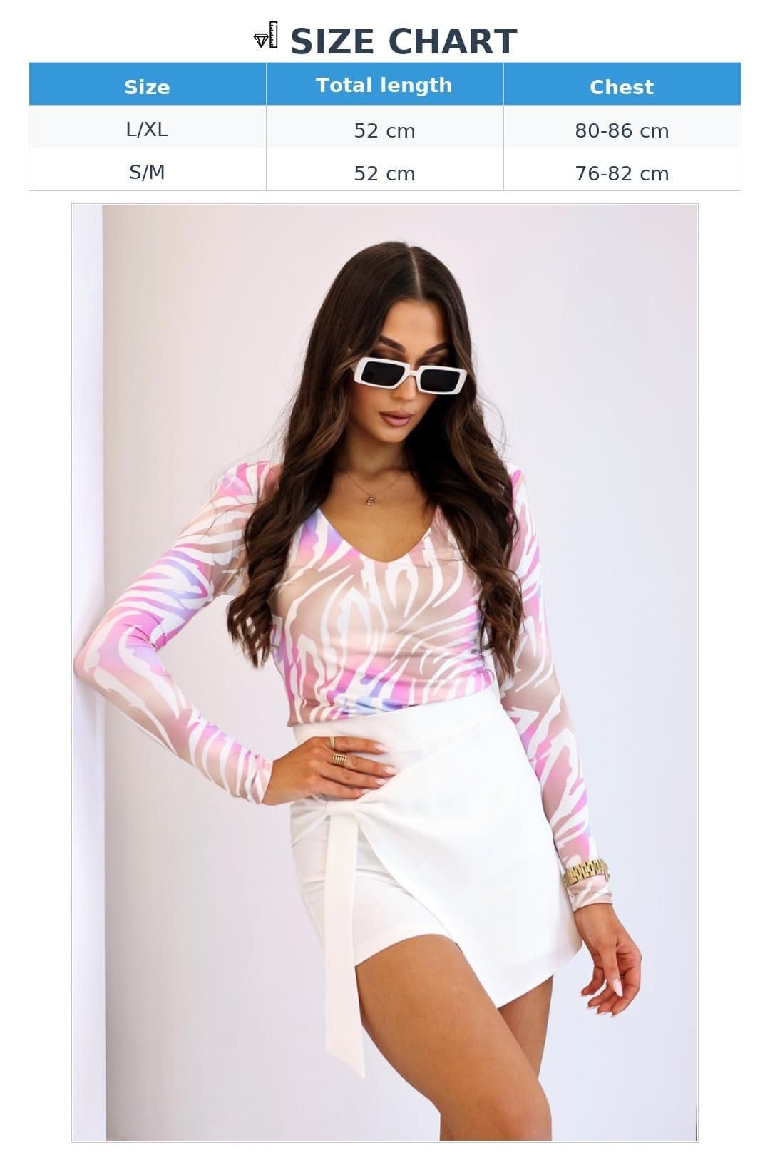 Love Lace Love Lace Women's Pastel Zebra Viscose Elastane Blouse - 4
