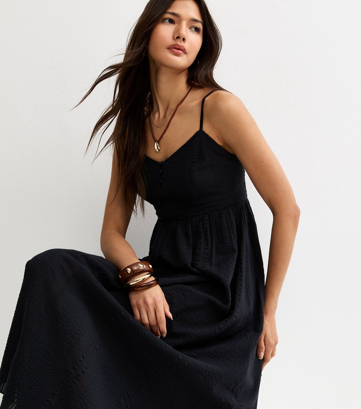 New Look Women's Black V Waist Strappy Midi Dress New Look - 2