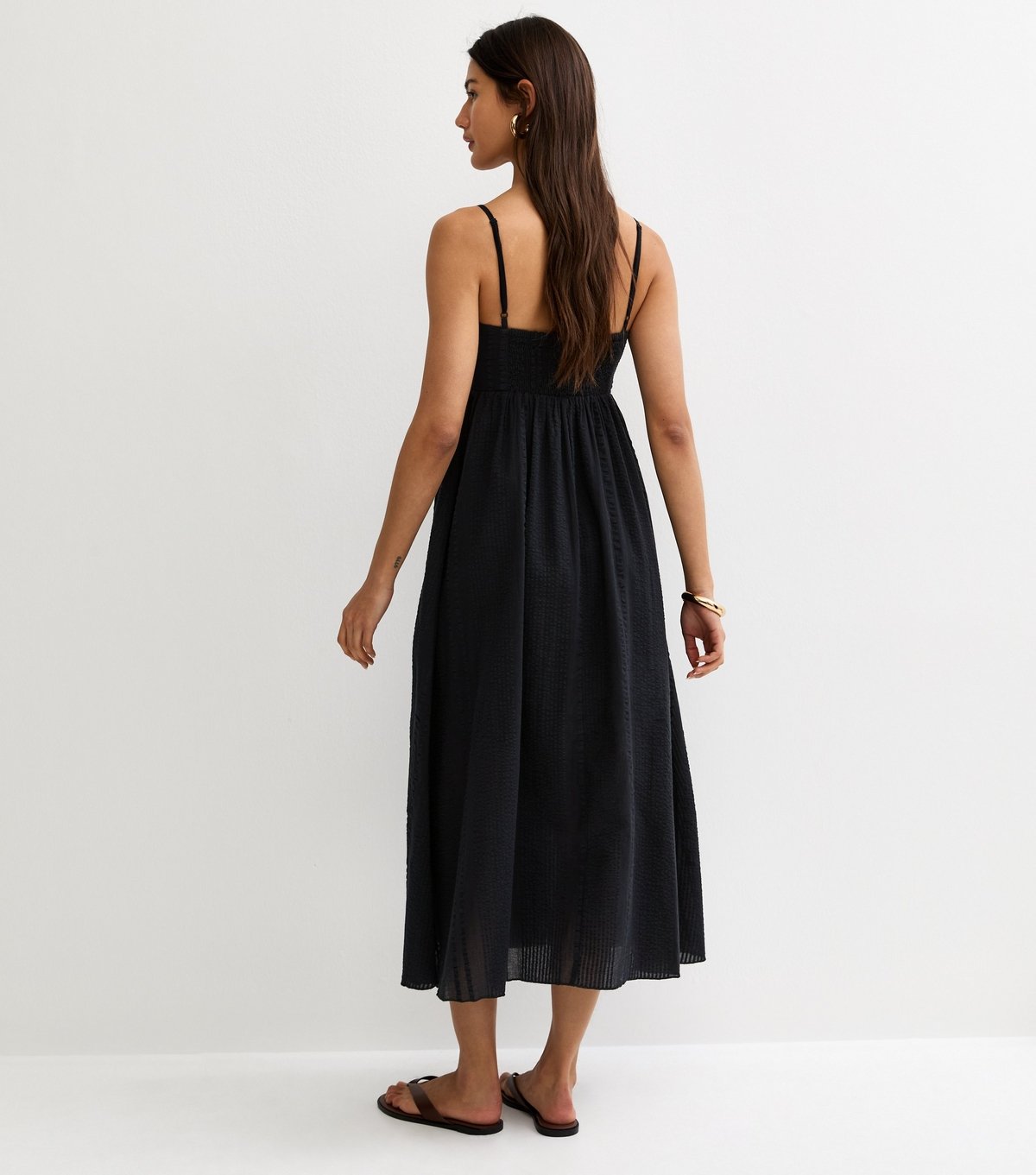 New Look Women's Black V Waist Strappy Midi Dress New Look - 4