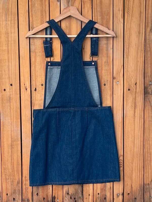 Topshop Moto Vintage Topshop 90s Denim Pinafore Dress 6 Indigo Dungaree Retro Indie