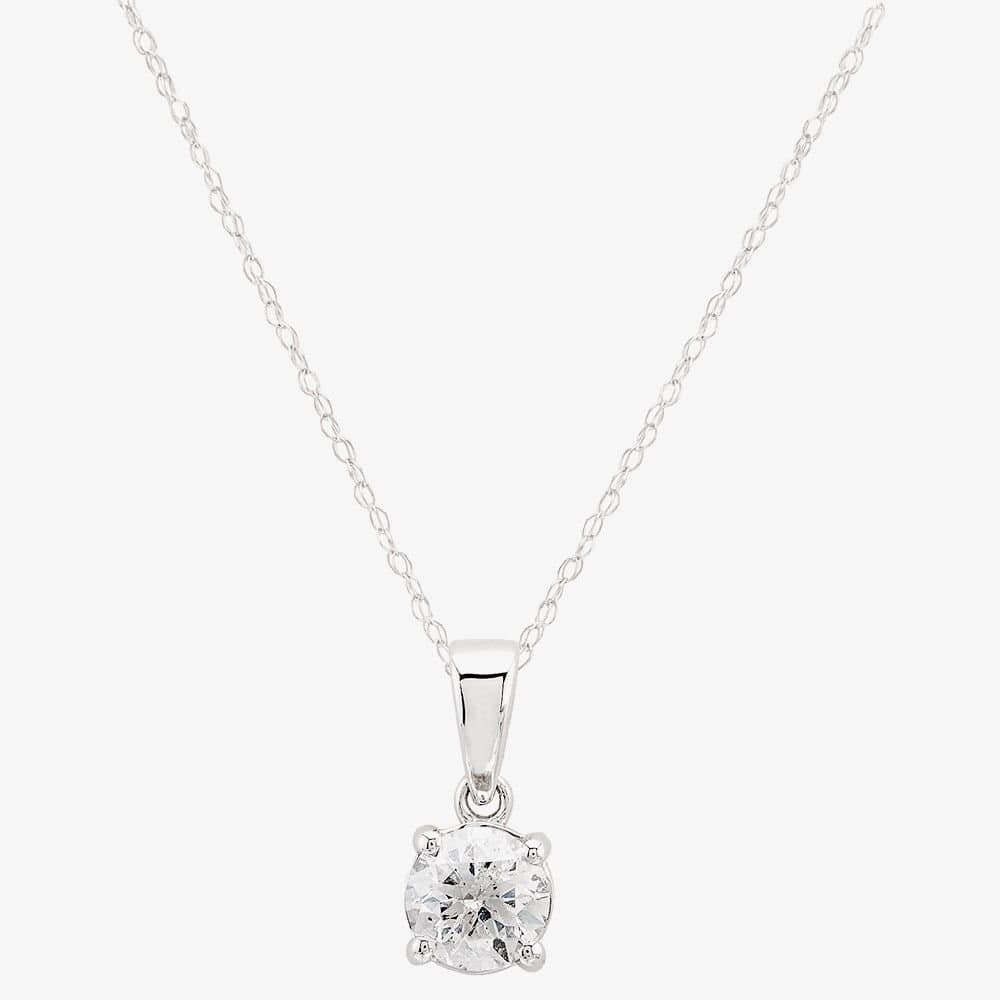 T.H.Baker T.H.Baker Women's 18ct White Gold 0.75ct Diamond Solitaire Pendant TH0134795 in Silver