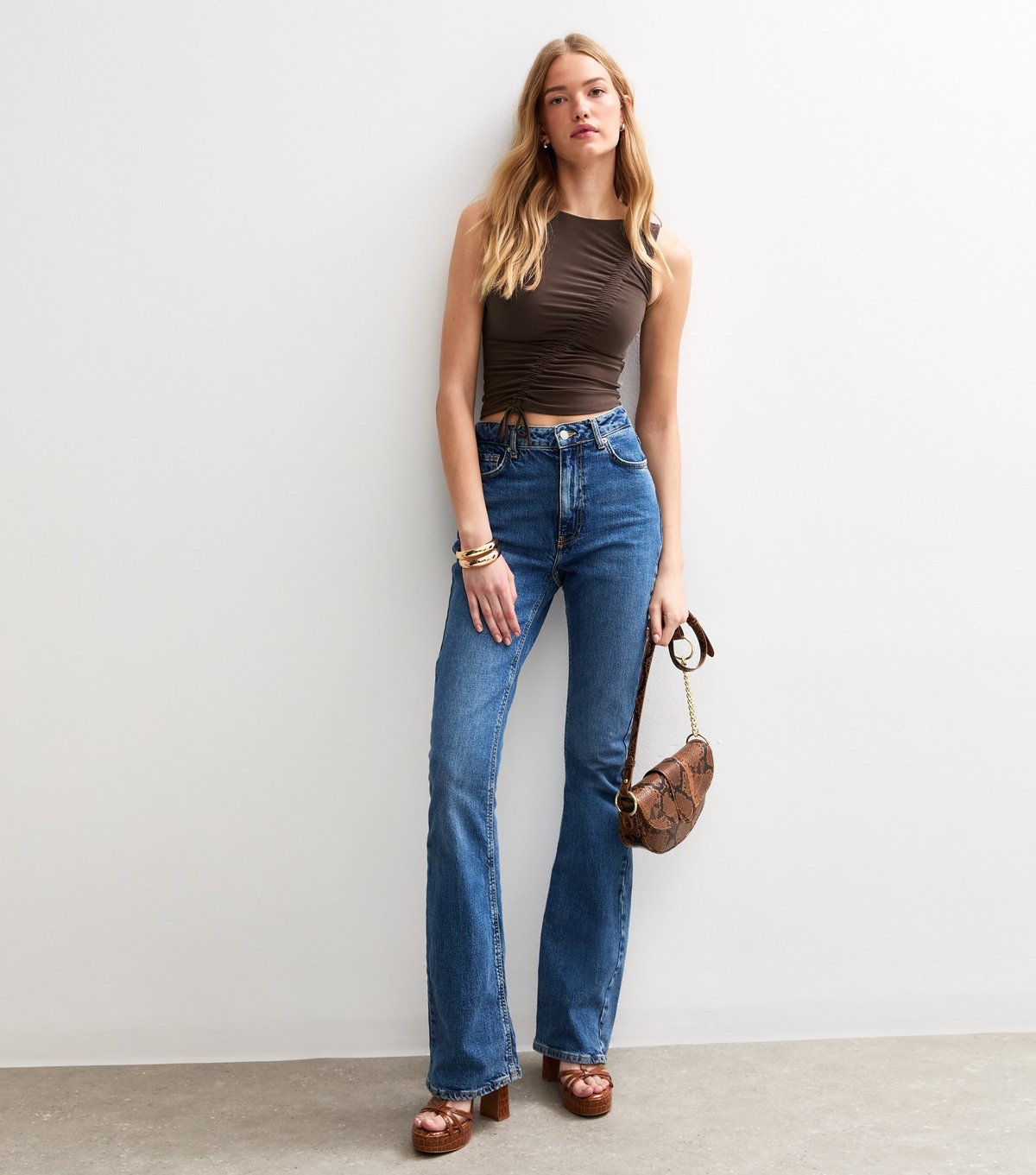 New Look Women's Brown Ruched Drawstring Seam Top New Look - 3