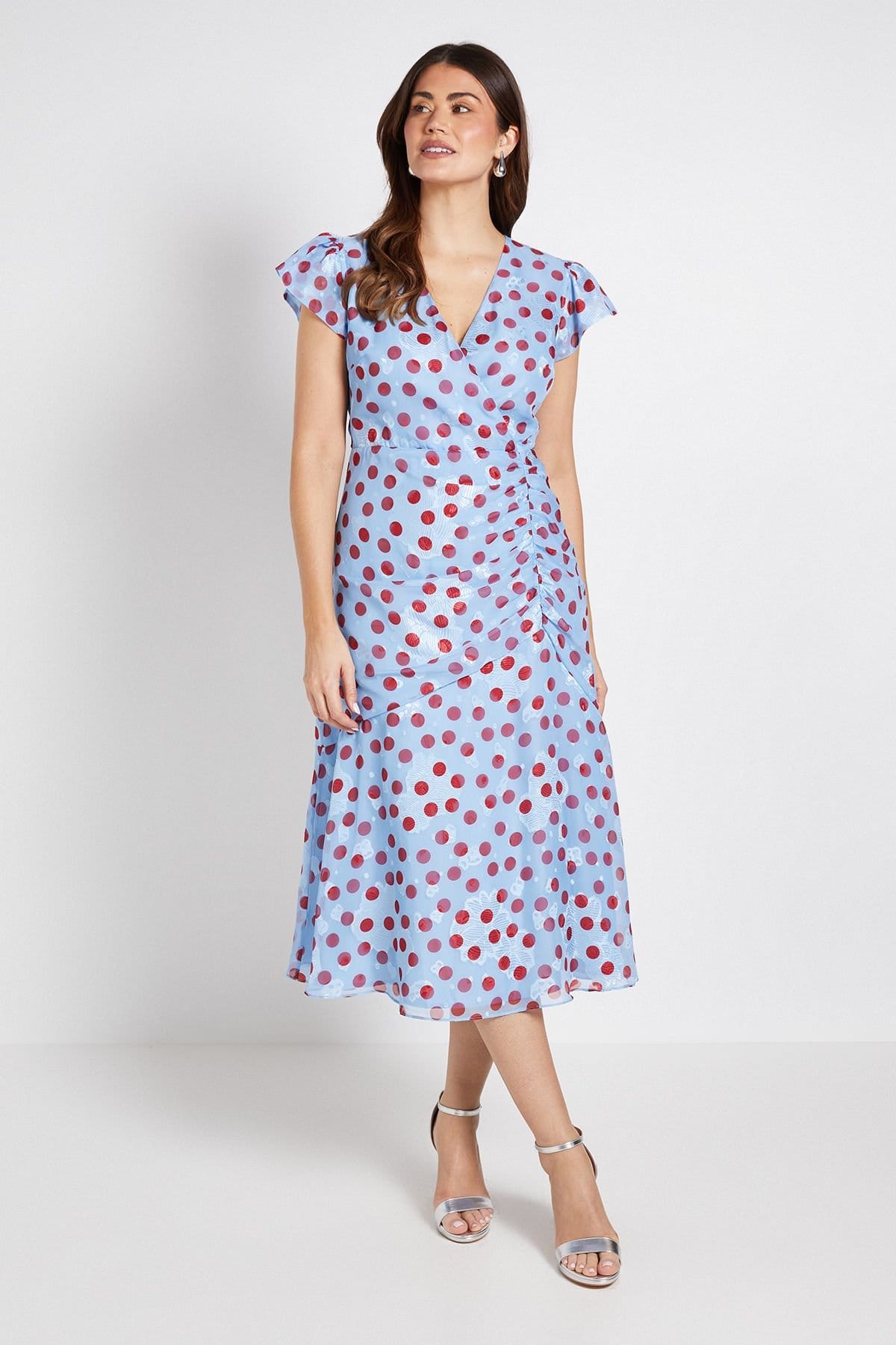 Wallis Blue Polka Dot Cape Midi Dress