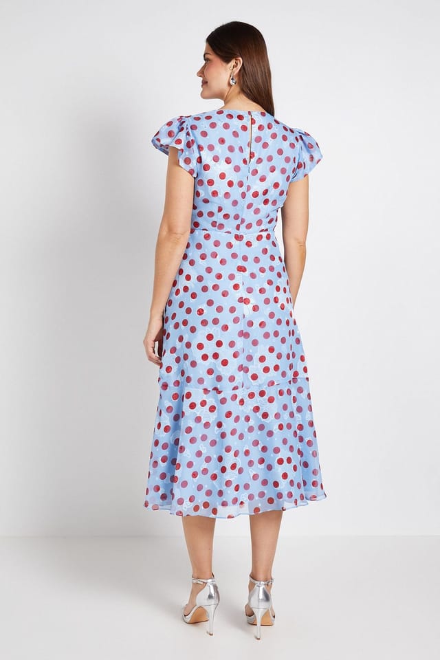 Wallis Wallis Women's Polka Dot Print Cape Midi Dress in Blue - 3