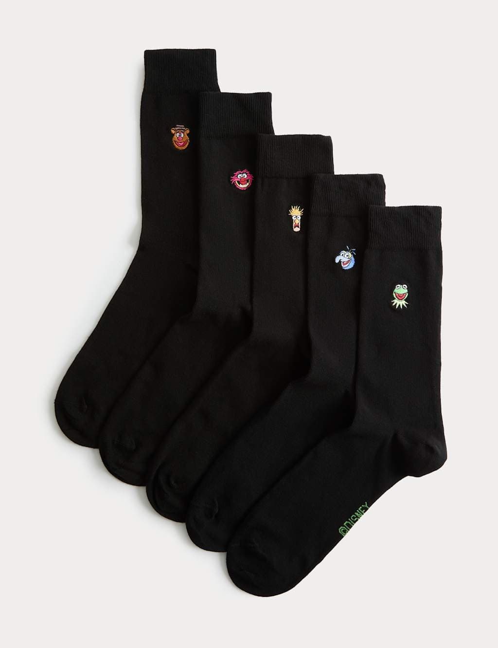 Marks & Spencer M&S 5 Pack Cool & Fresh™ Muppets Cotton Rich Socks Black Mix