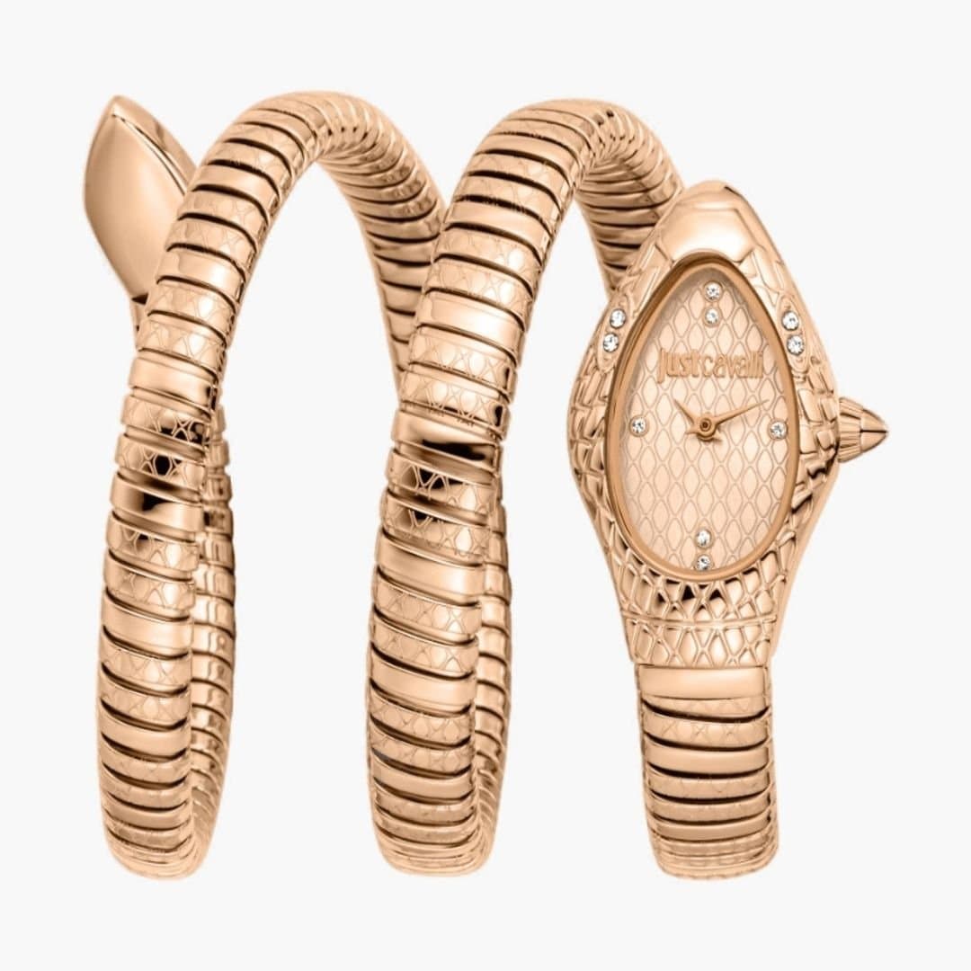 Just Cavalli Just Cavalli Women's Snake Rose Gold Color Rose Gold Dial Rose Gold Stainless Steel Watch