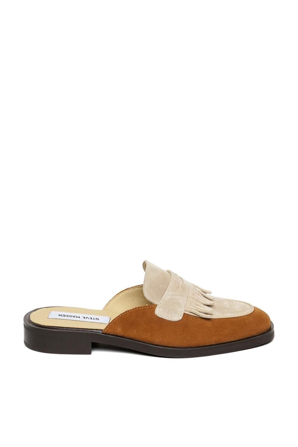Steve Madden STEVE MADDEN Women's 'Nanette Mule Tan' Suede Flats in Tan