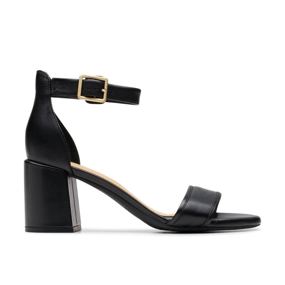 Clarks Clarks Women's Ezoria Mae Black Leather Heeled Sandals