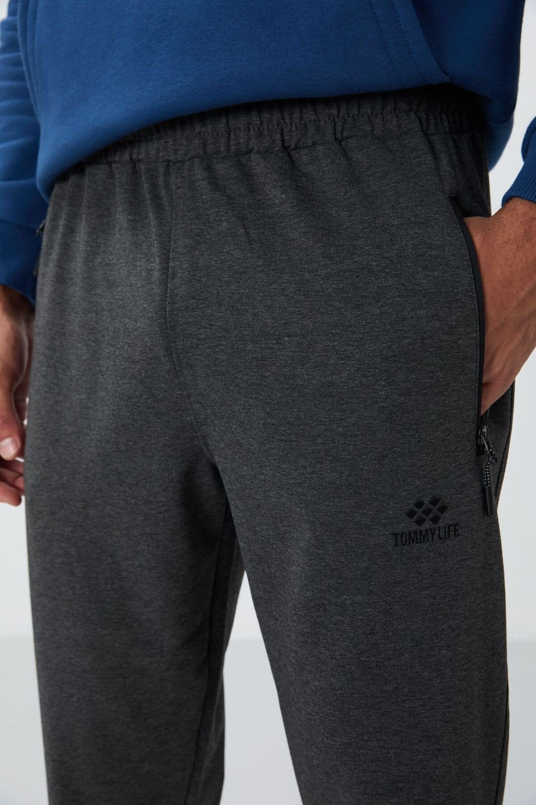 Tommy Life Tommy Life Men's Jogger Sweatpants With Zip Pocket in Charcoal - 4