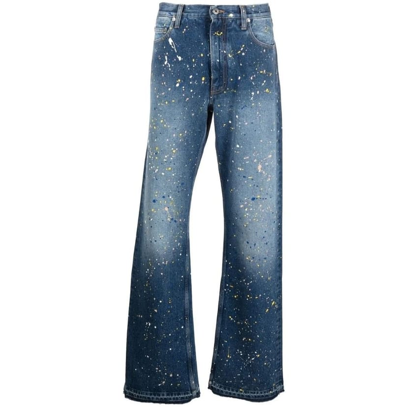 Off-White Off-White Men's Paint Relax Slim Fit Blue Jeans - 1