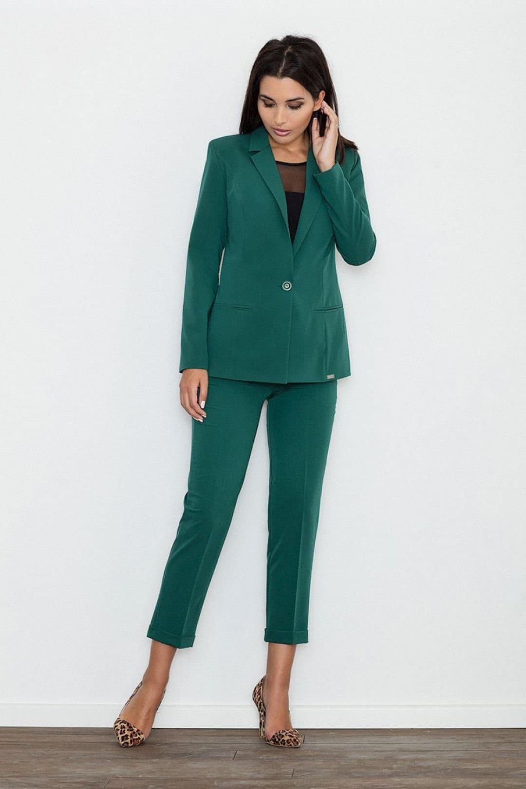Love Lace Love Lace Women's Fine Material Cropped Elegant Trousers in Green