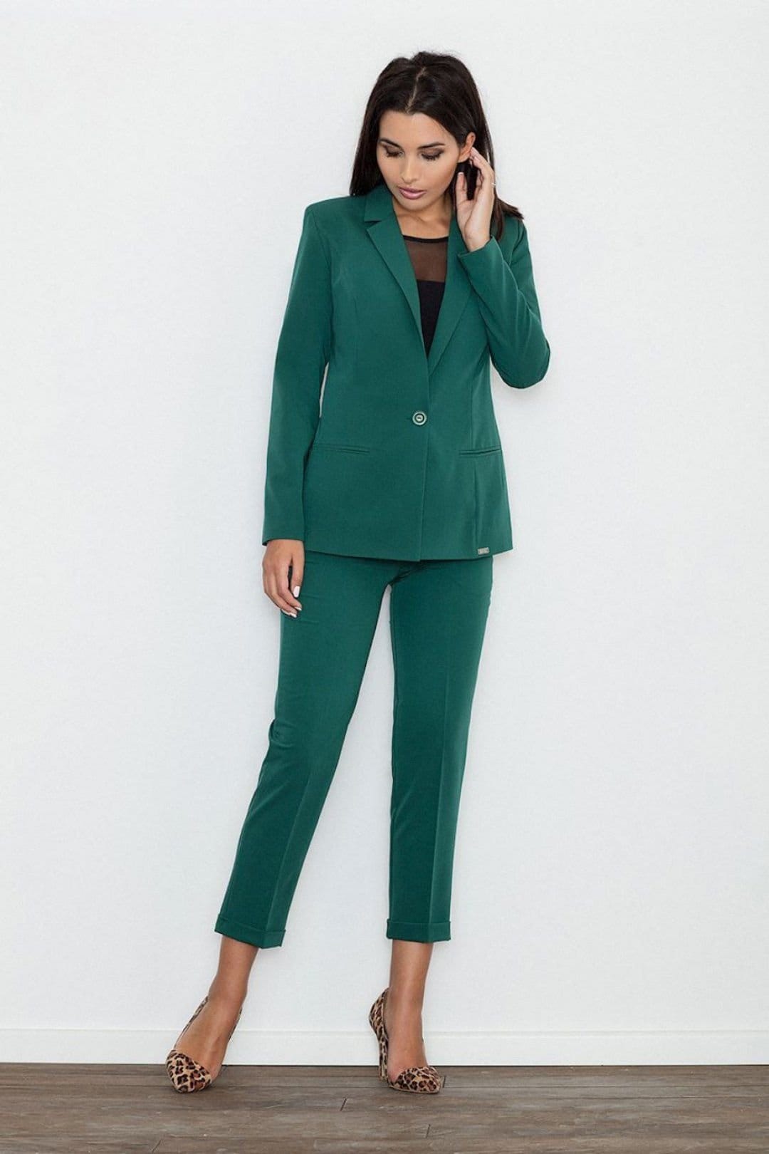 Love Lace Green Cropped Elegant Trousers