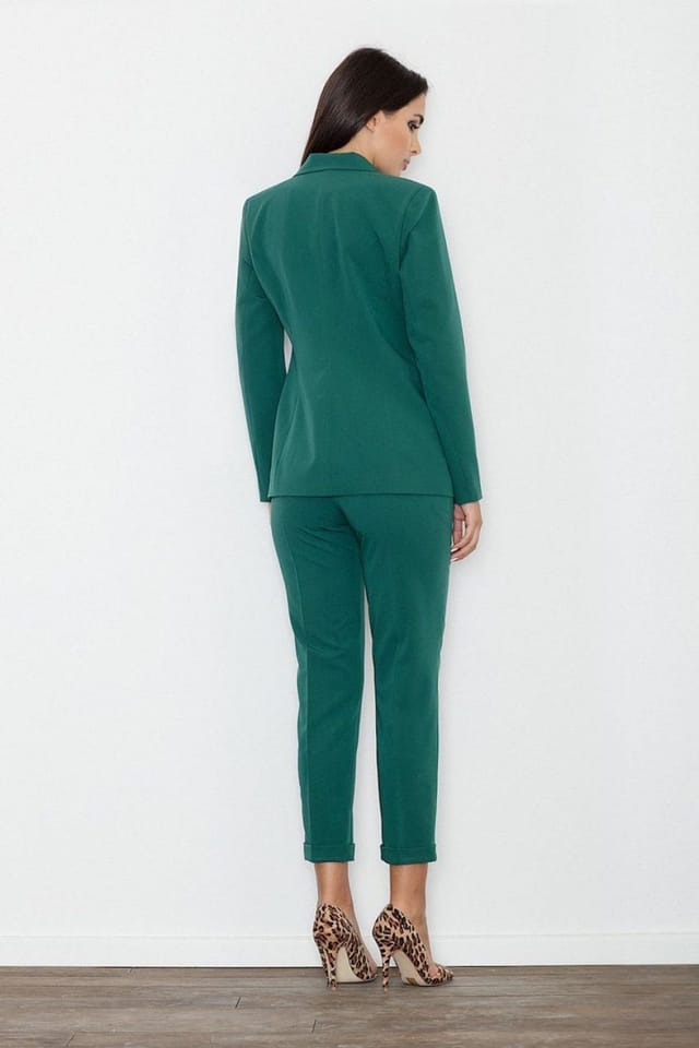 Love Lace Love Lace Women's Fine Material Cropped Elegant Trousers in Green - 2