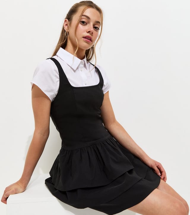 New Look Girls' Black Rara Tiered School Dress New Look - 2