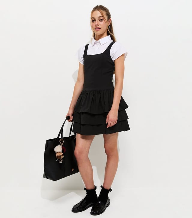 New Look Girls' Black Rara Tiered School Dress New Look - 3