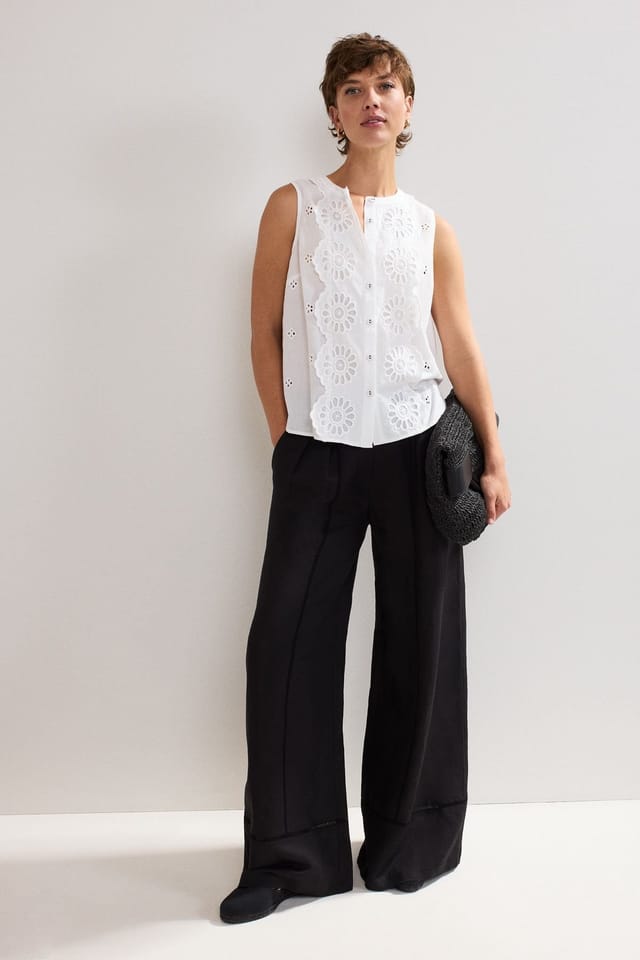 Phase Eight Phase Eight Women's Tilda Mandarin Collar Broderie Top in White - 3