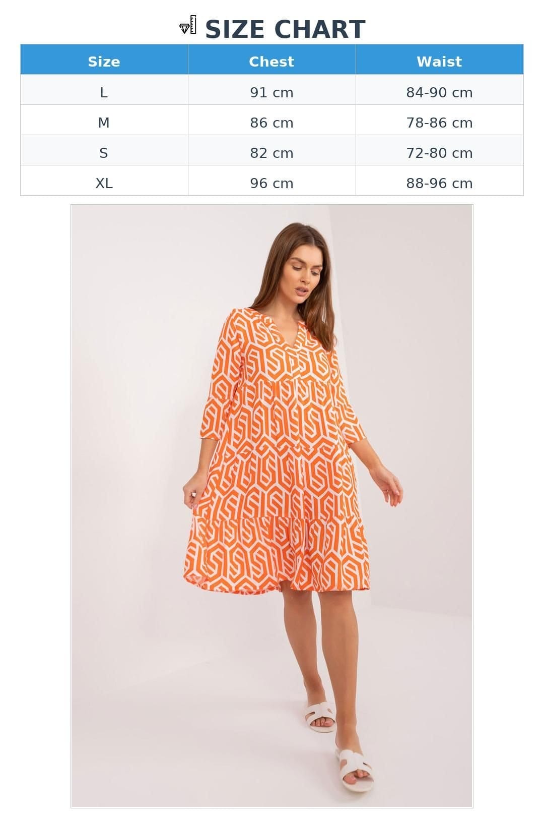 Love Lace Love Lace Women's Everyday V Neck Printed Viscose Dress in Orange - 4