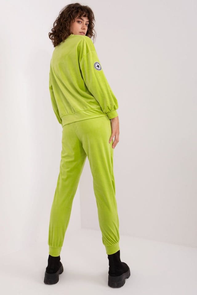 Love Lace Love Lace Women's Velour Knit Sweatshirt Set With Patch Detail in Green - 3