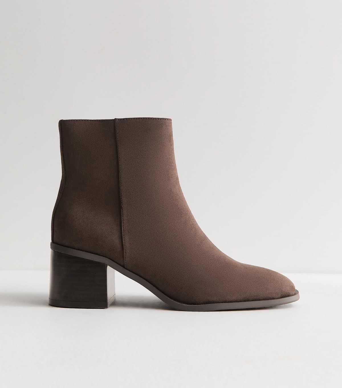 New Look Women's Dark Brown Faux Suede Ankle Boots Vegan New Look