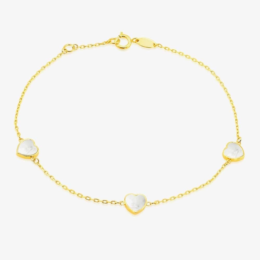 T.H.Baker T.H.Baker Women's 9ct Yellow Gold Mother Of Pearl Heart Bracelet 1.29.1642