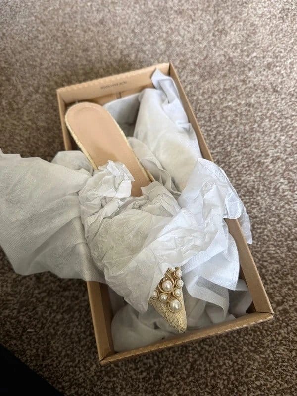 ASOS Kitten heel cream lace with pearls - 1
