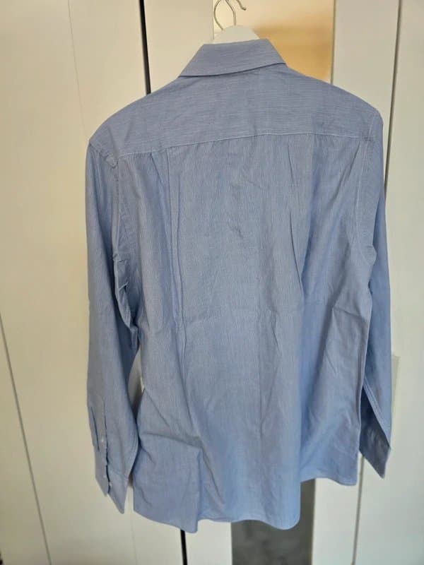 Thomas Nash Thomas Nash Blue Striped Long Sleeve Dress Shirt • 15.5" 39.5cm • Classic Fit