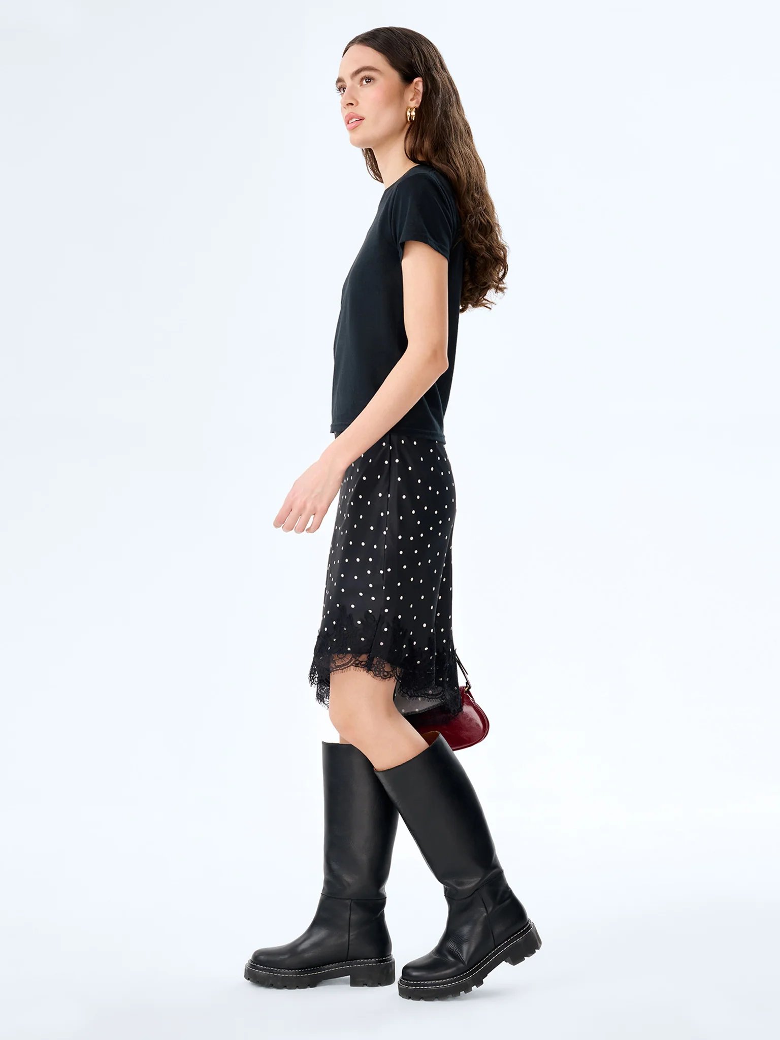 OMNES Amada Skirt in Black Polka Dot - 2