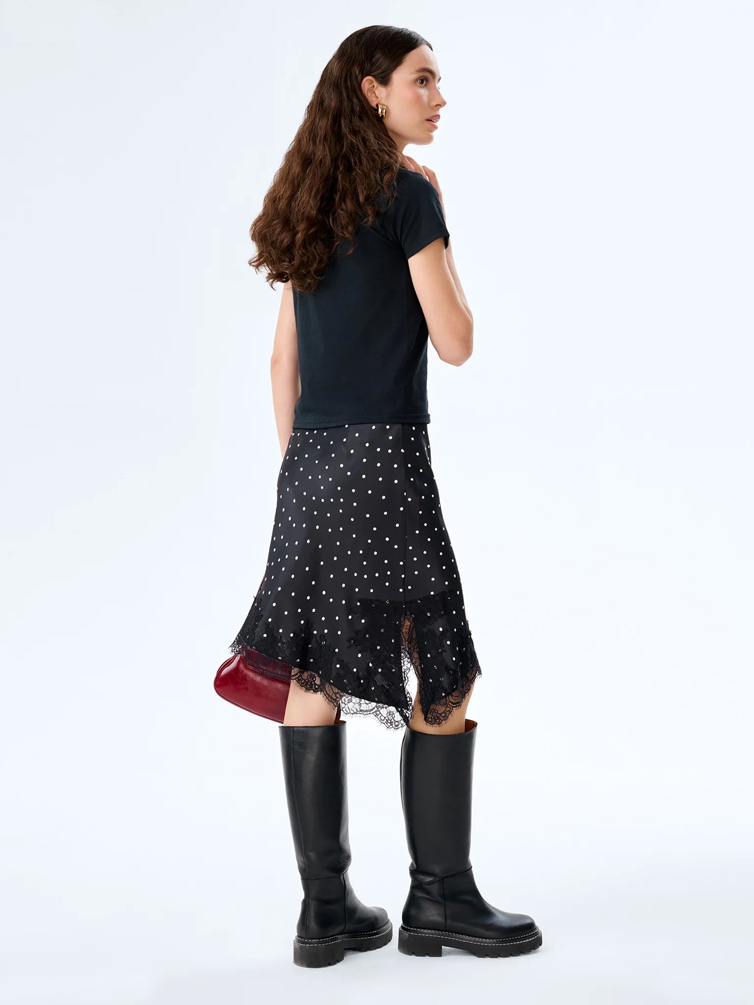 OMNES Amada Skirt in Black Polka Dot - 4