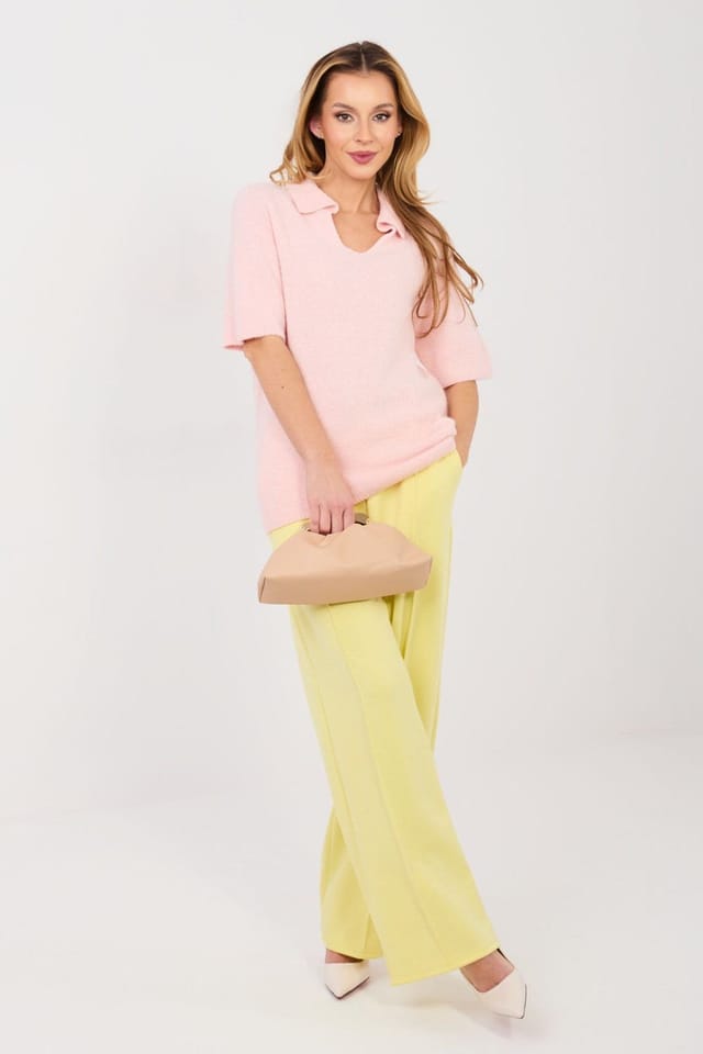 Love Lace Love Lace Women's Short Sleeve Polo Sweater in Pink - 2