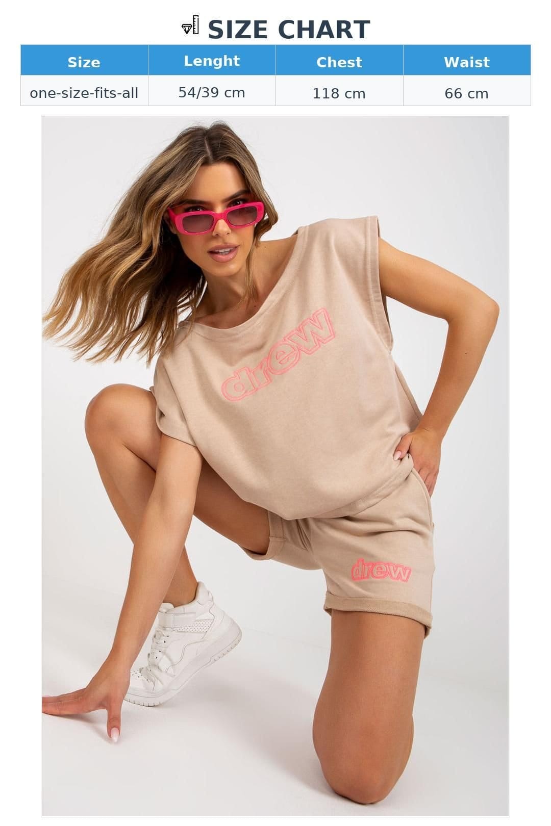 Love Lace Love Lace Women's Boat Neck Blouse & High Waist Shorts Set in Beige - 4