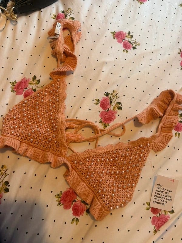 ASOS Luxe Embellished Bralette in Apricot