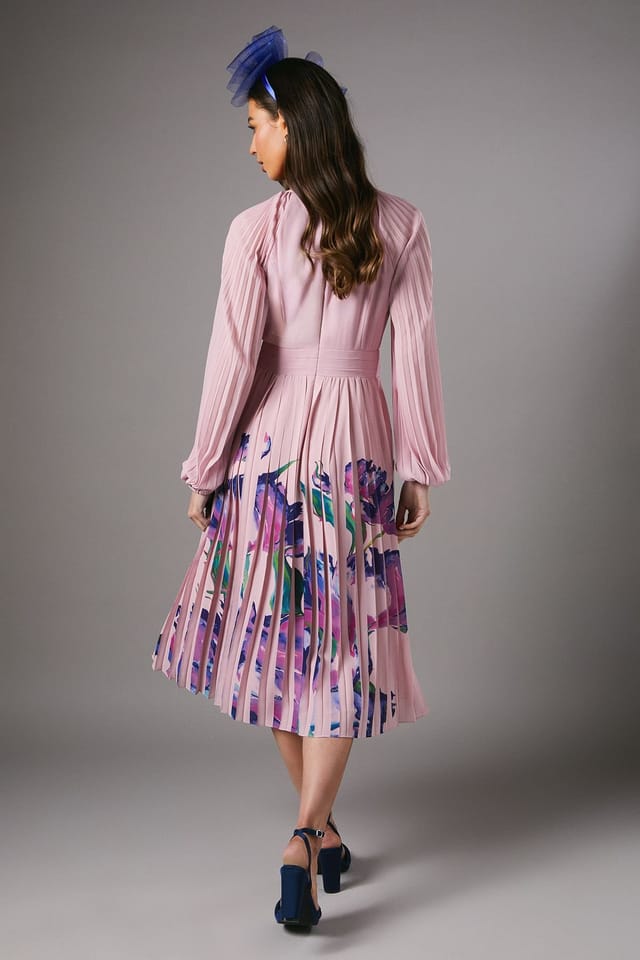 Coast Coast Women's Placement Print Pleat Dress in Pink - 3