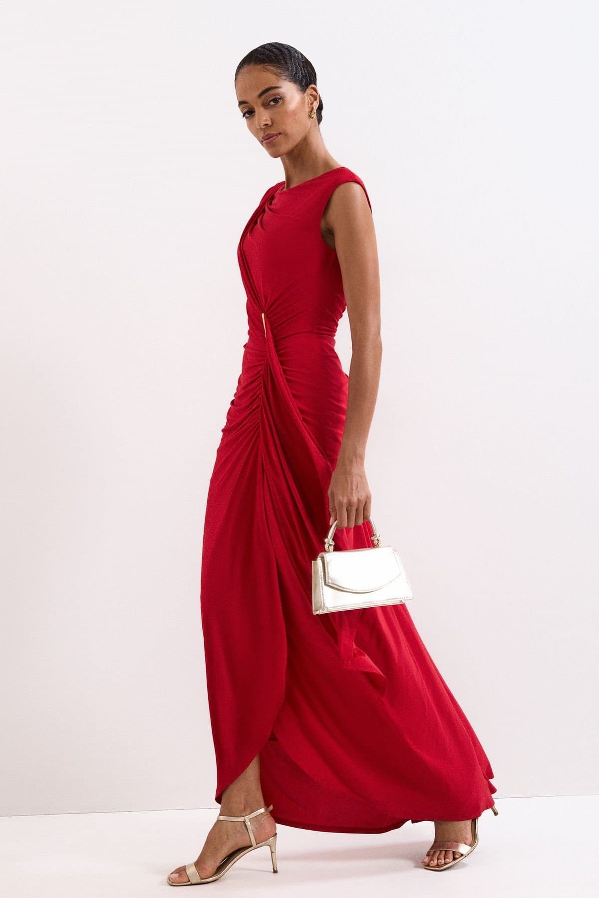 Phase Eight Phase Eight Red Satin Donna Maxi Dress