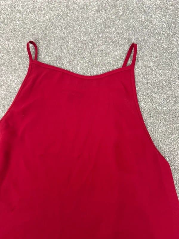Warehouse Warehouse Red High Neck Racer Cami Top | Size S | Semi Sheer Floaty Sleeveless