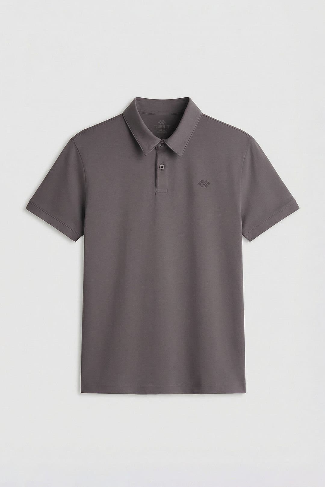 Tommy Life Tommy Life Men's Cotton Elastane Polo T-Shirt in Charcoal
