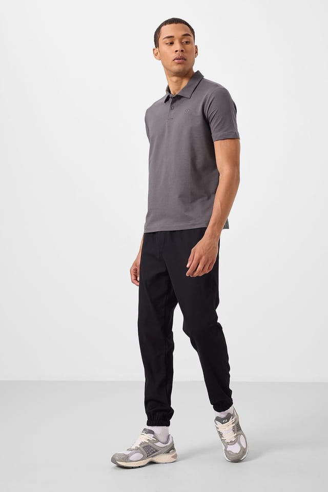 Tommy Life Tommy Life Men's Cotton Elastane Polo T-Shirt in Charcoal - 3