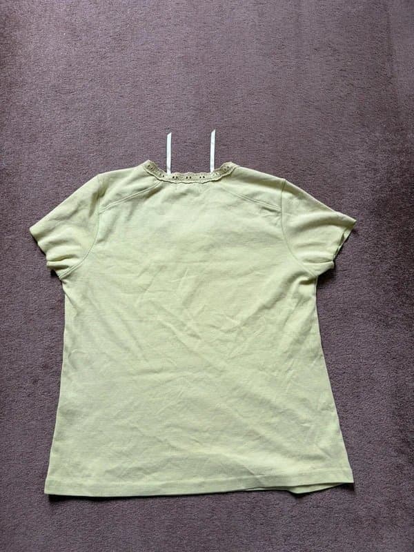 Bonmarché Old bonmarche y2k fairy vintage green olive tie front lace up ribbon top size medium