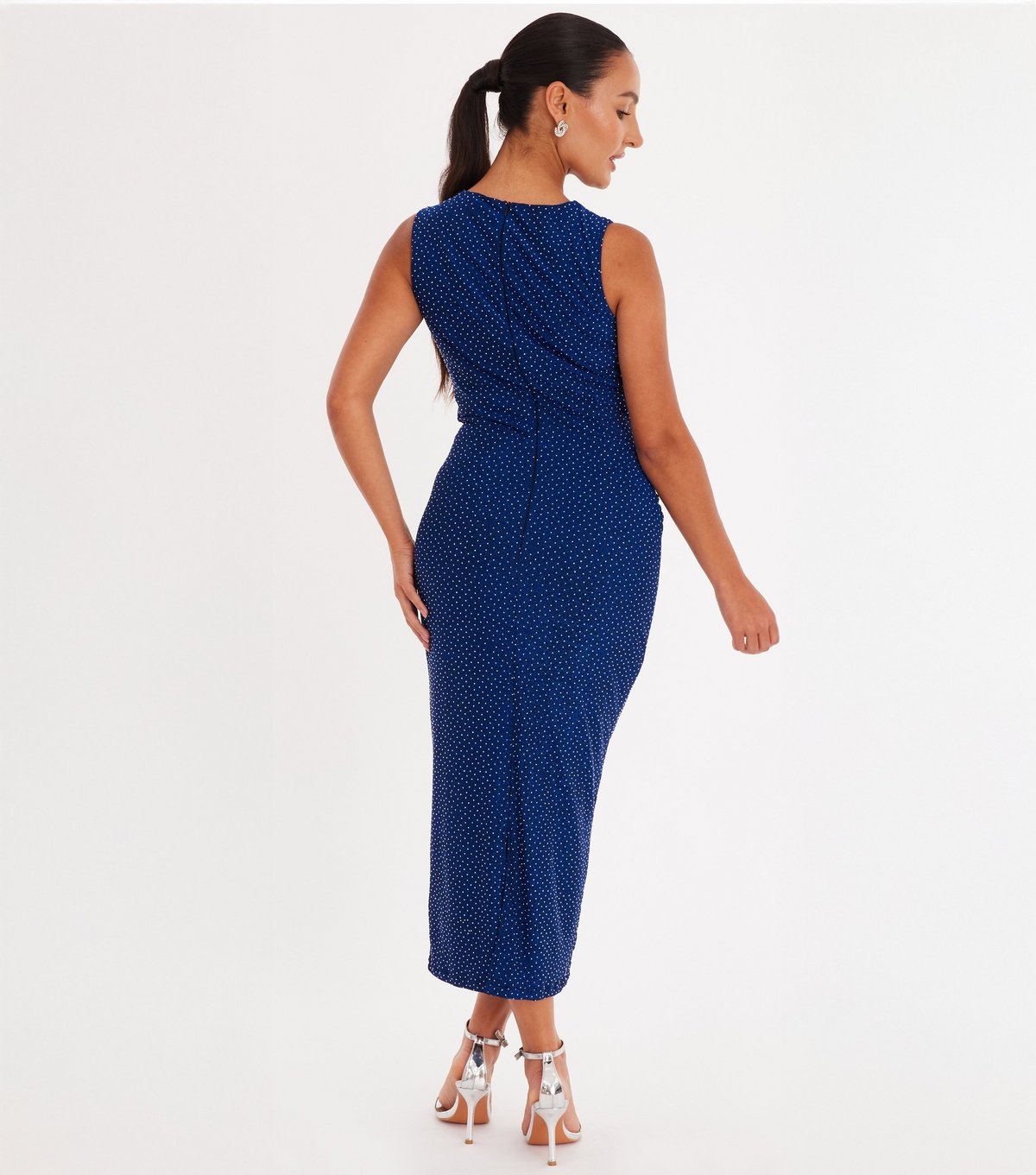 Quiz Women's Petite Blue Glitter Midaxi Dress Quiz New Look - 3