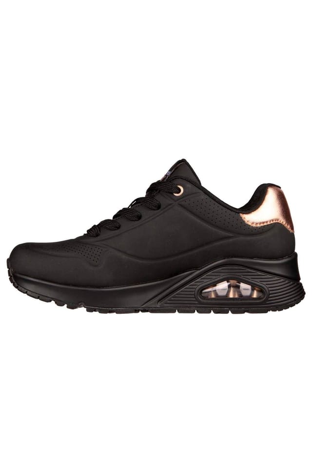 Skechers Skechers Women's Uno Duraleather With Metallic Heel Lace Up Fashion Sneaker Black - 2