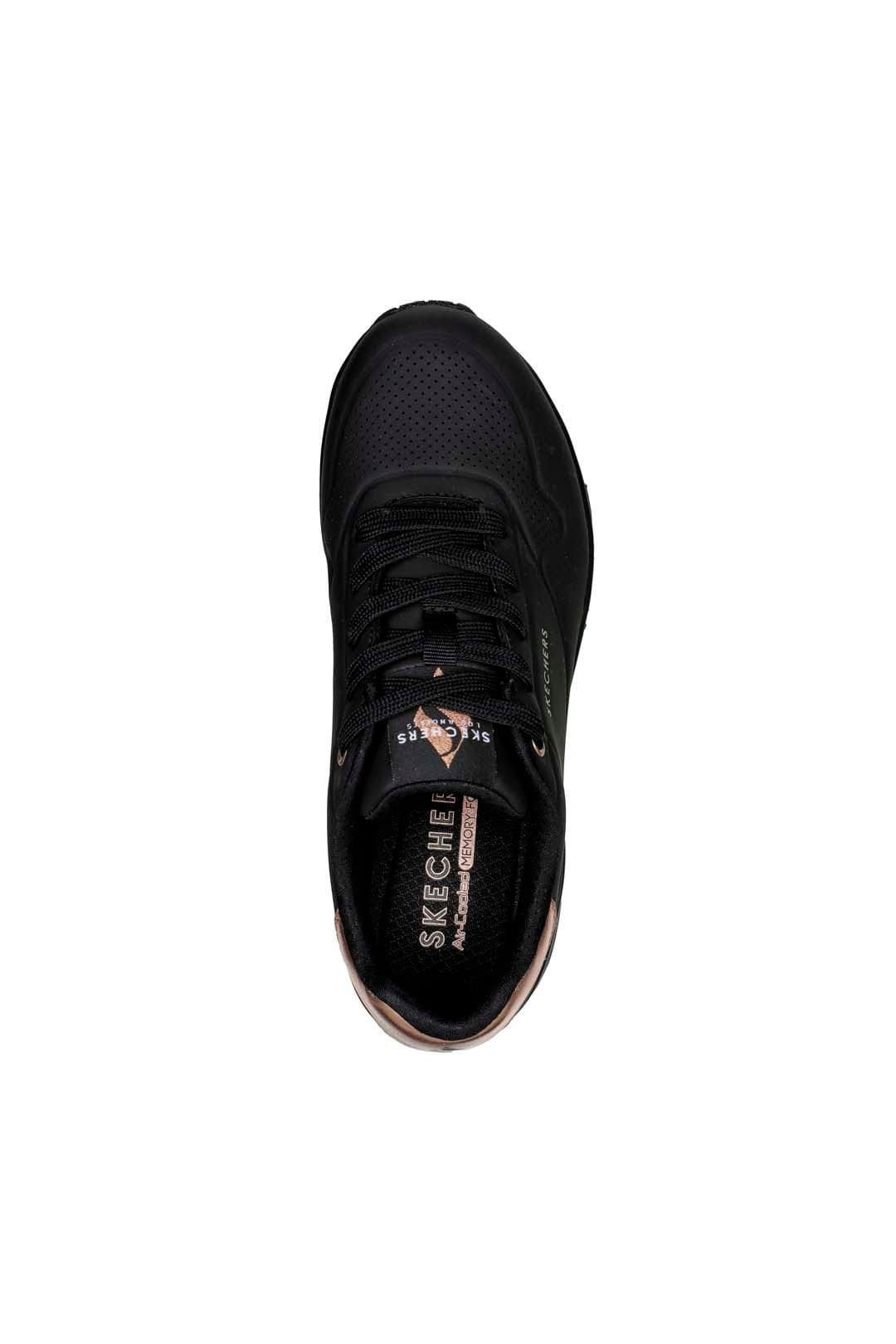 Skechers Skechers Women's Uno Duraleather With Metallic Heel Lace Up Fashion Sneaker Black - 4