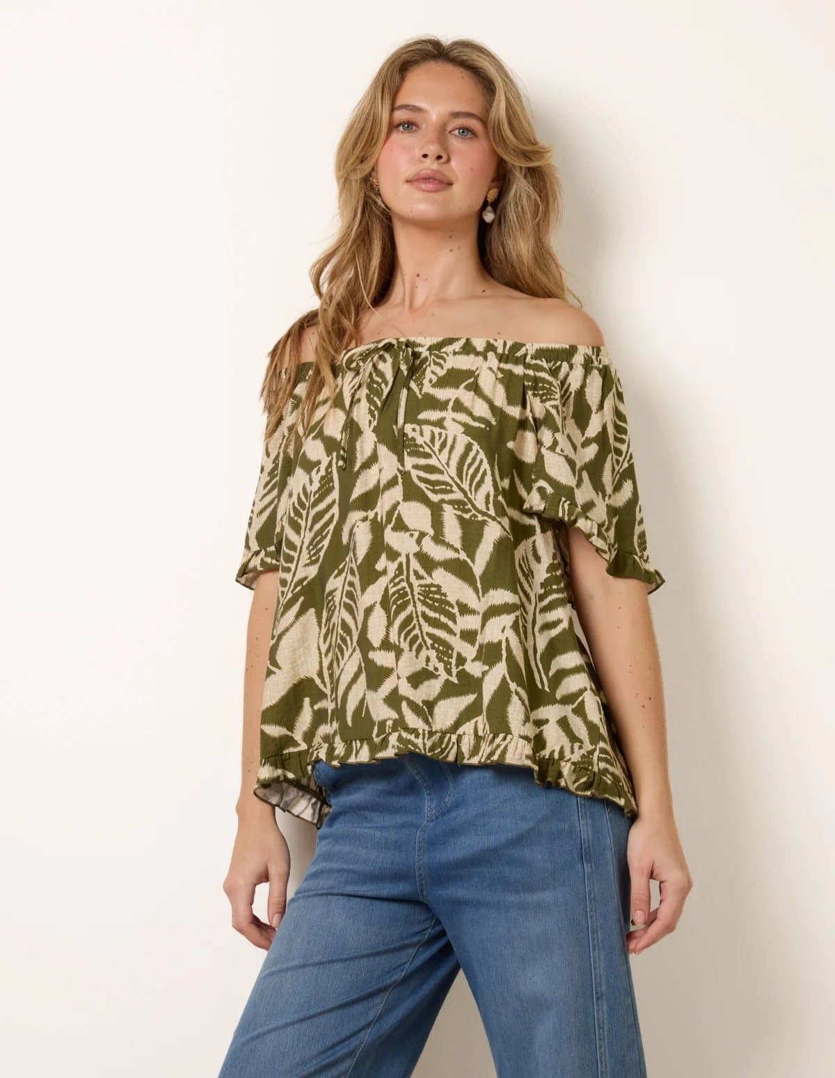 Blue Vanilla Printed Tie Front Top
