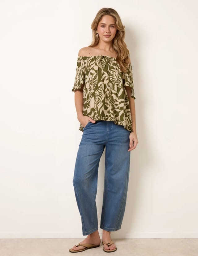 Blue Vanilla Printed Tie Front Top - 2