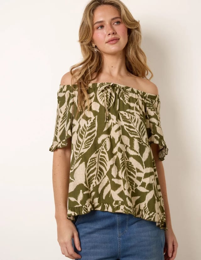 Blue Vanilla Printed Tie Front Top - 3