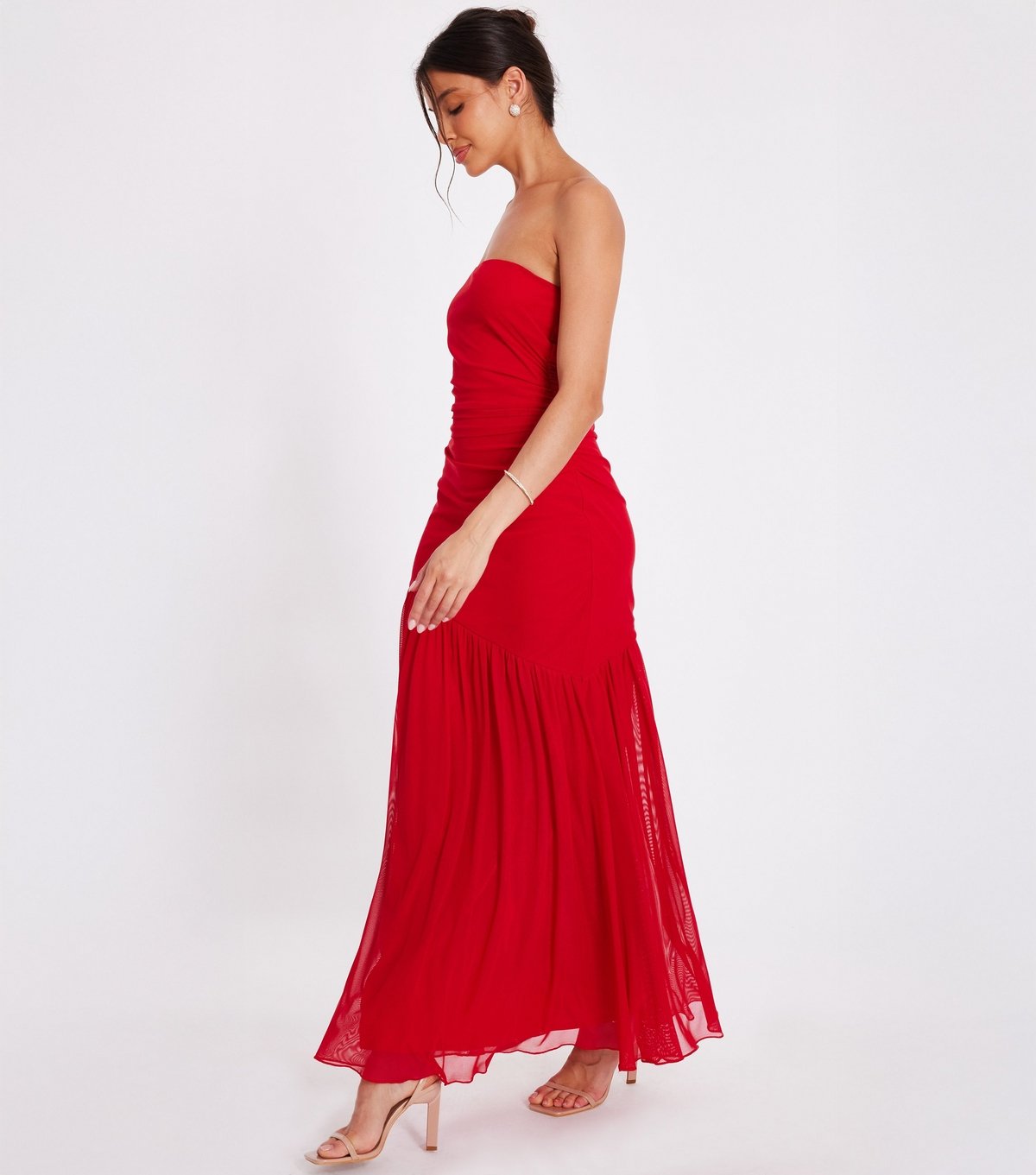 Quiz Women's Red Mesh Bandeau Midaxi Dress Quiz New Look - 2