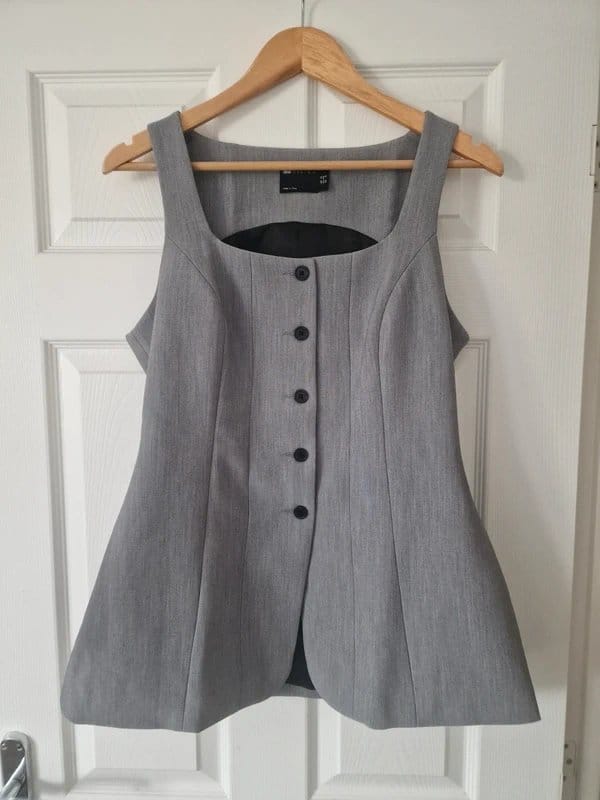 ASOS Design Grey Button Waistcoat Size 12