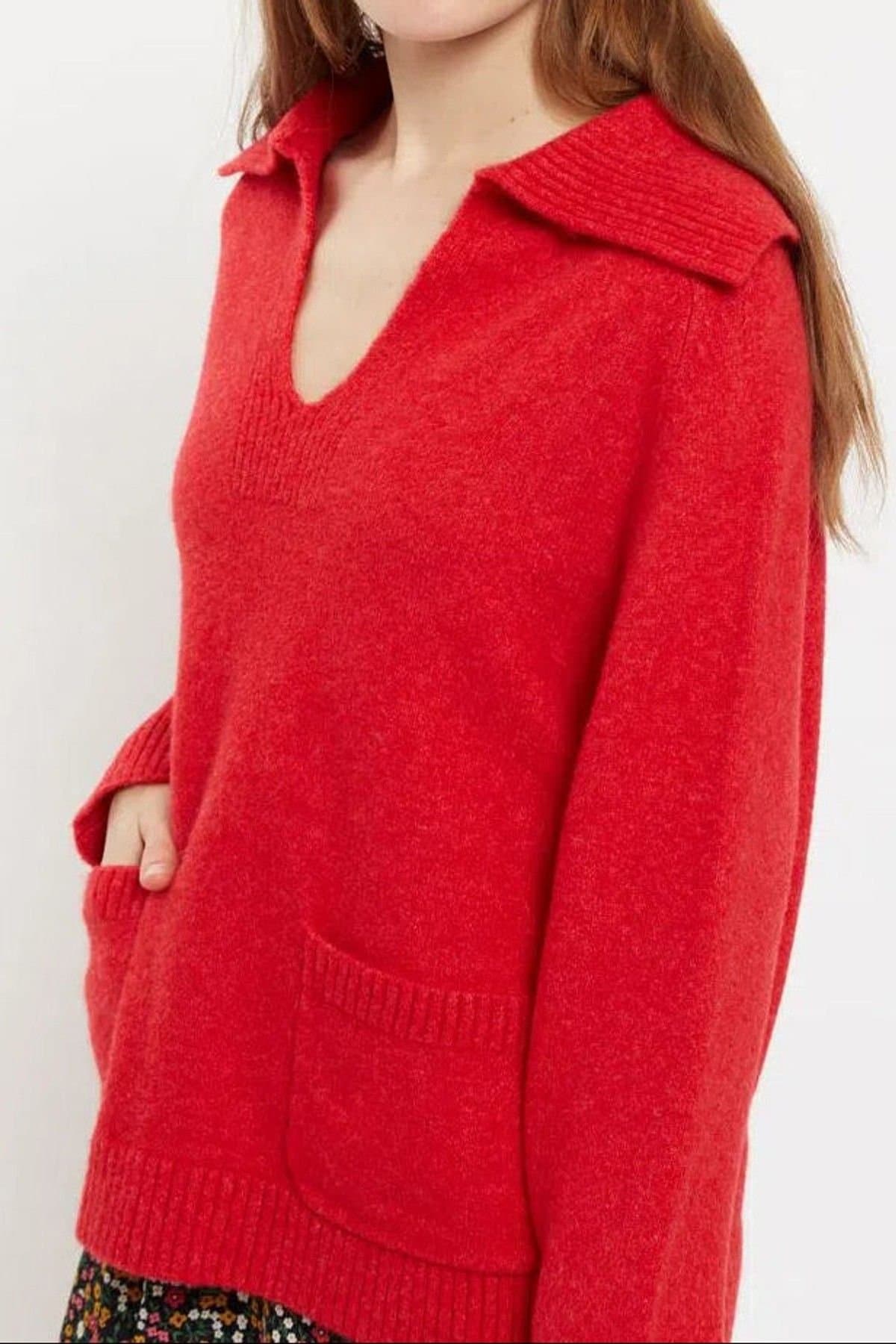 Louche Louche Red Collared 2 Pocket Sweater