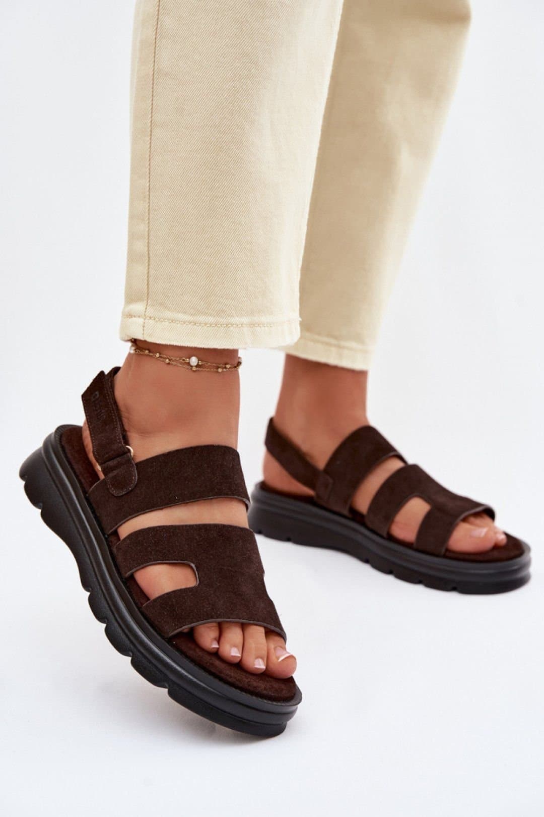 Love Lace Love Lace Women's Comfort Step Sandals with Cushioned Footbed & Secure Fit in Brown